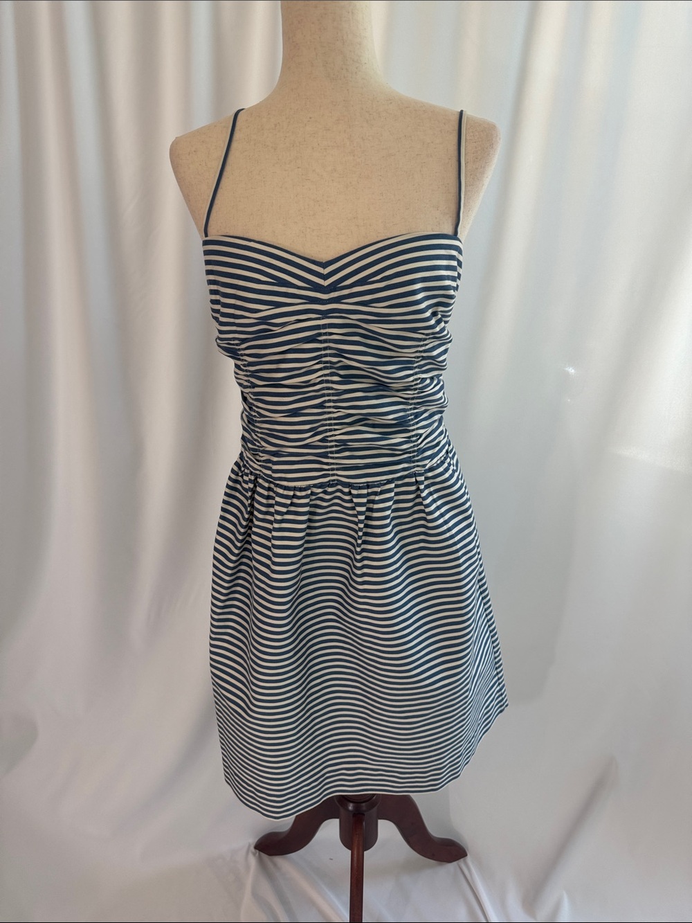 Polo Ralph Lauren Blue & White Striped Spaghetti Strap Nautical Dress Sz 14, NWT